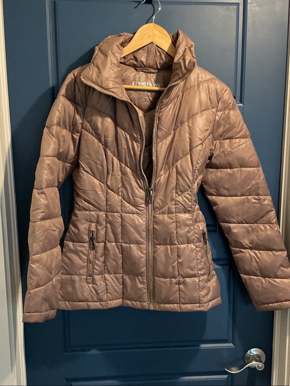 Kenneth Cole Quilted Packable Jacket in Taupe Brown